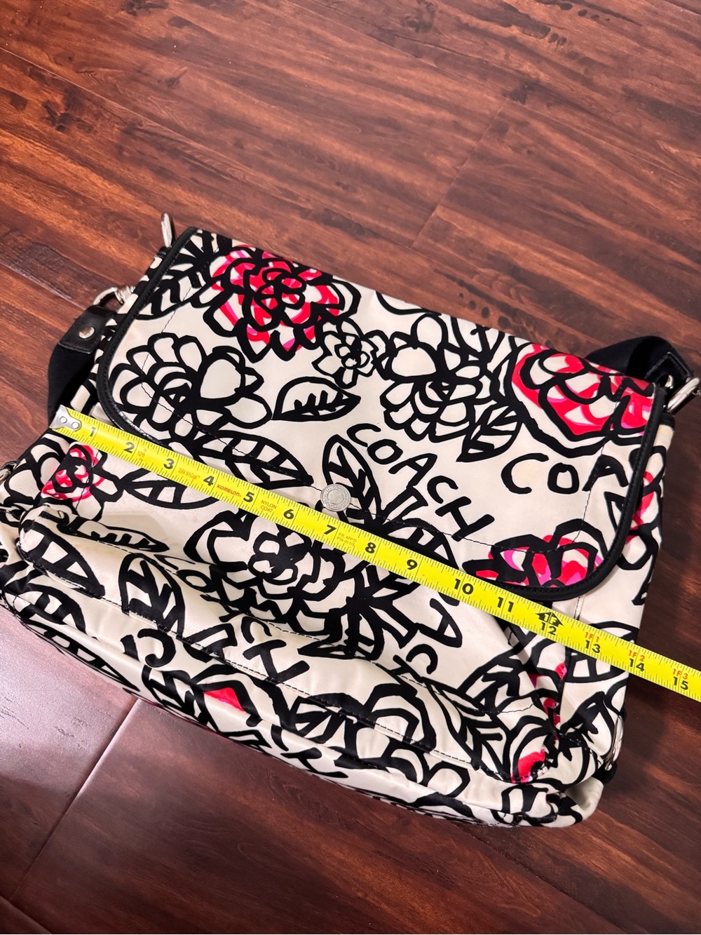 Coach Y2K Sateen Poppy Daisy Kyra Floral Graffiti Large Messenger Crossbody Bag - Picture 8 of 12